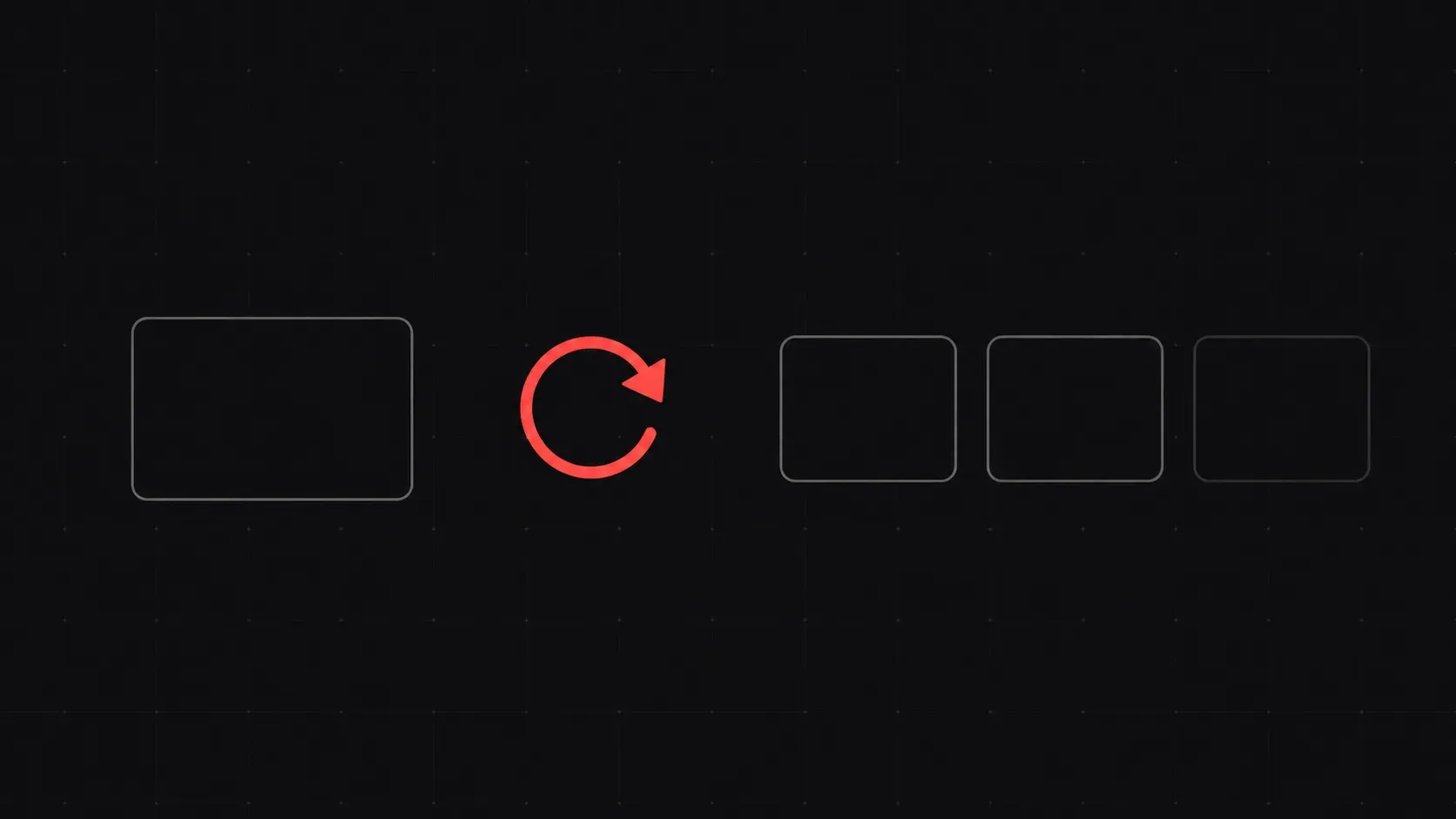 A single outlined video frame, a bold red circular loop arrow, and three small repeating frames indicating a short looping GIF