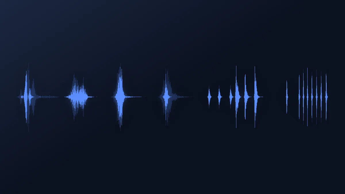 Waveform of the Swoosh Pack showing eight separate swoosh sounds