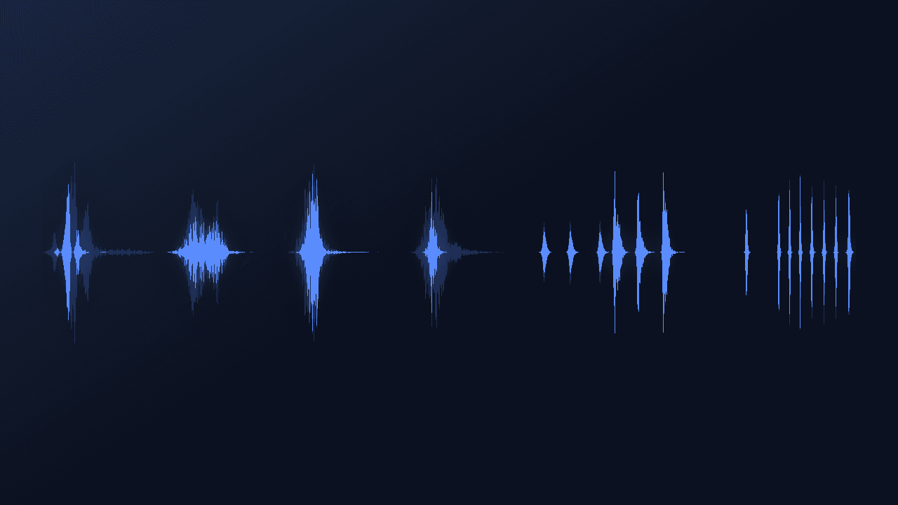 Waveform of the Swoosh Pack showing eight separate swoosh sounds