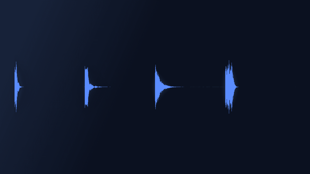 Waveform of the Jump Pack showing four separate jump sounds