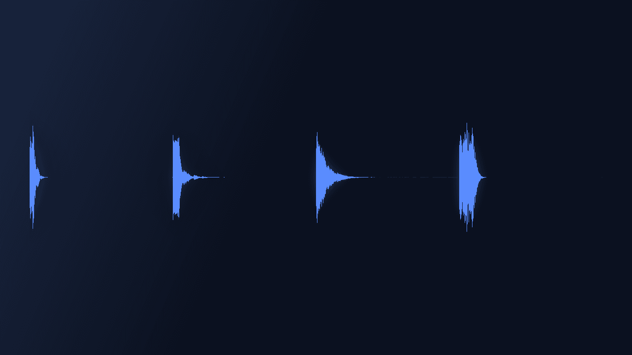 Waveform of the Jump Pack showing four separate jump sounds