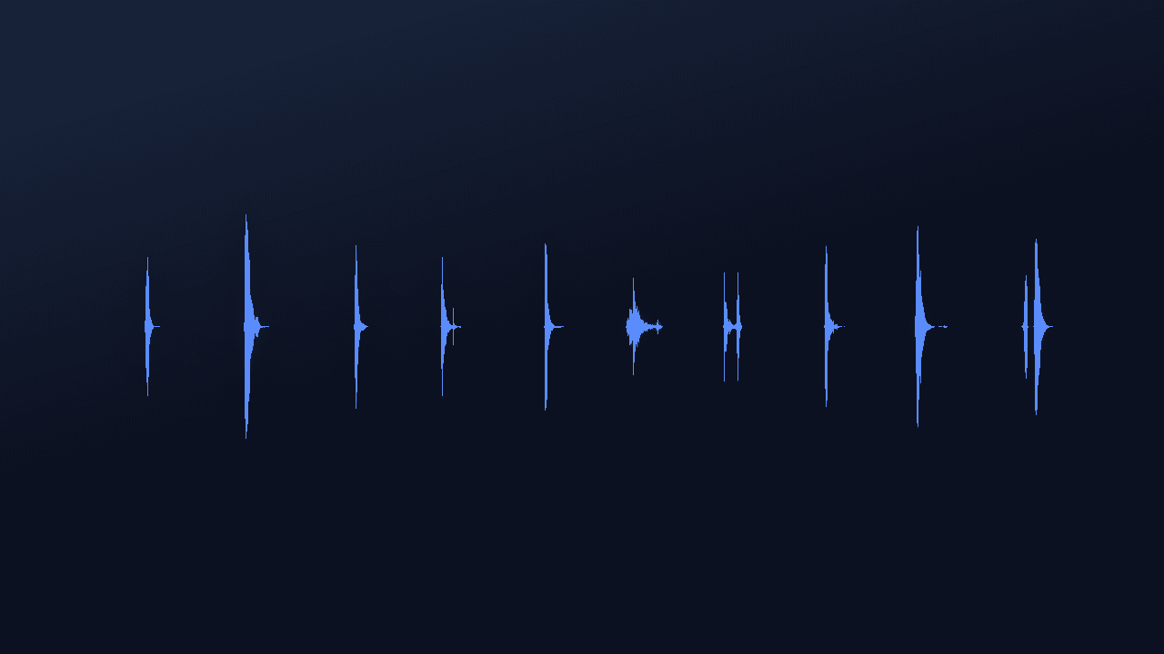 Waveform of Pop and Click Sounds Vol. 2 showing a row of short click transients