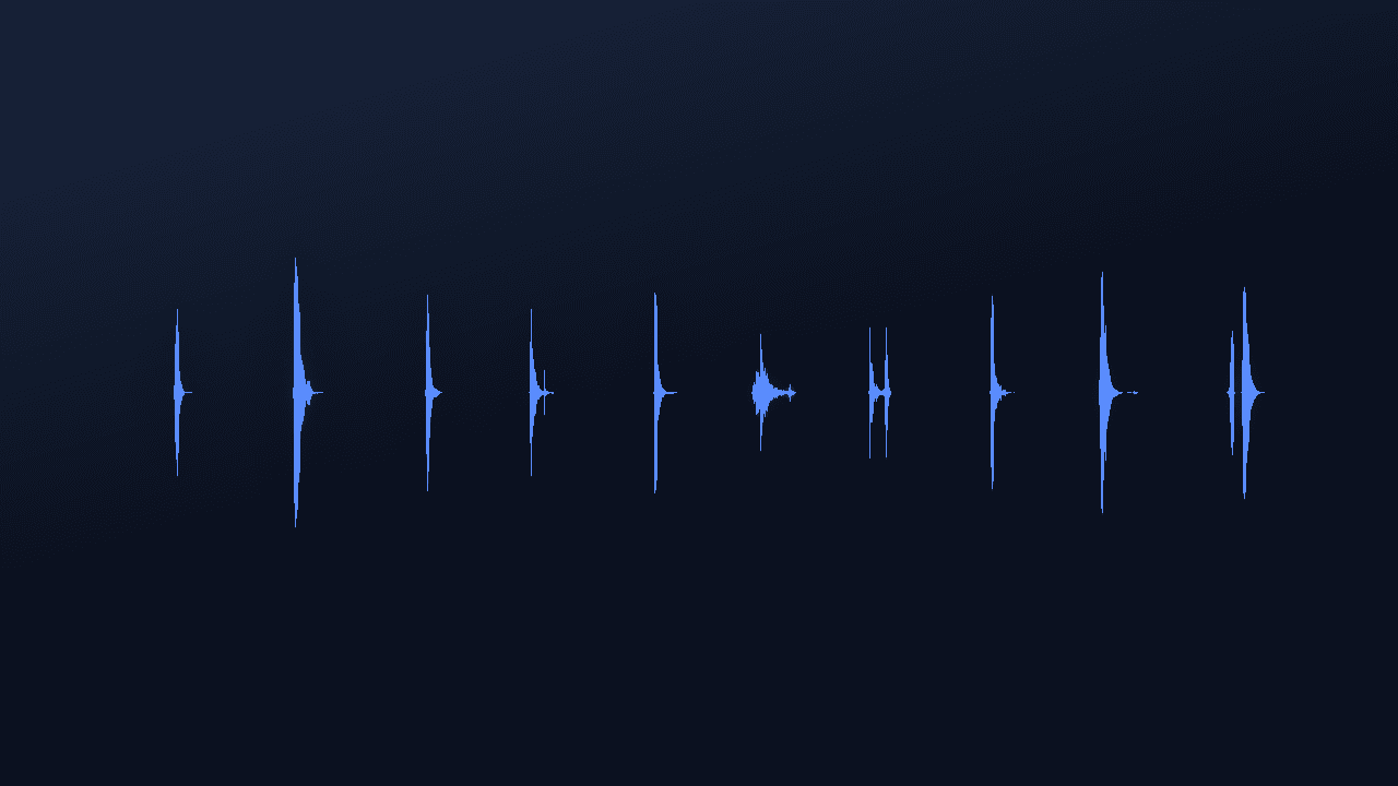 Waveform of Pop and Click Sounds Vol. 2 showing a row of short click transients