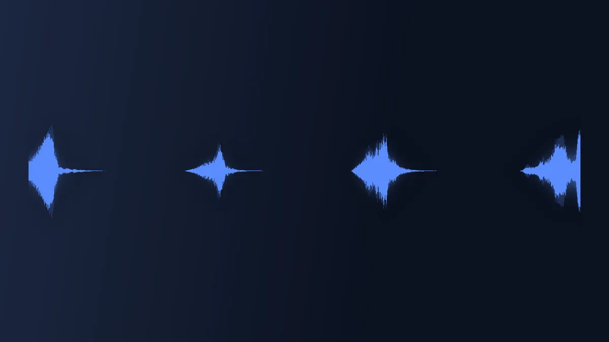 Waveform of Short Tension Risers showing four separate swells with silence between them