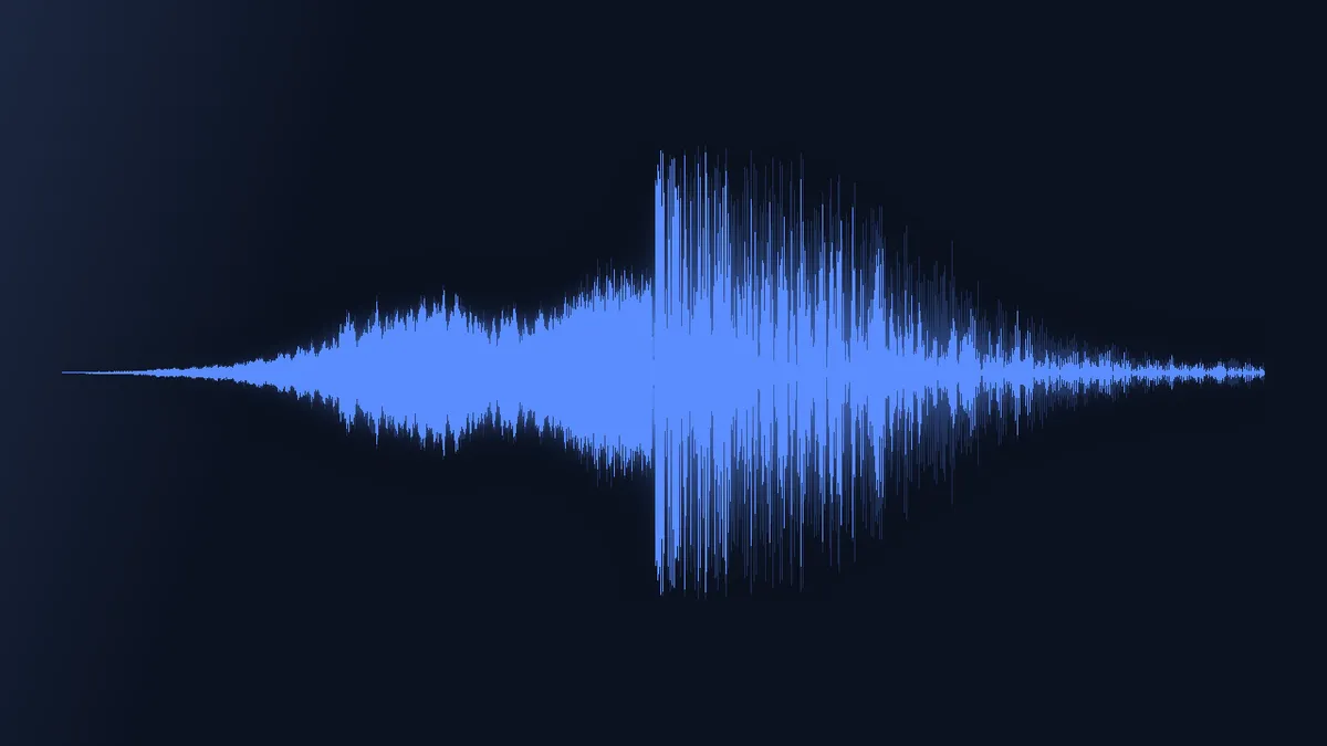 Waveform of Trailer Riser and Boom showing a build, a brief gap, and a large impact with a decaying tail
