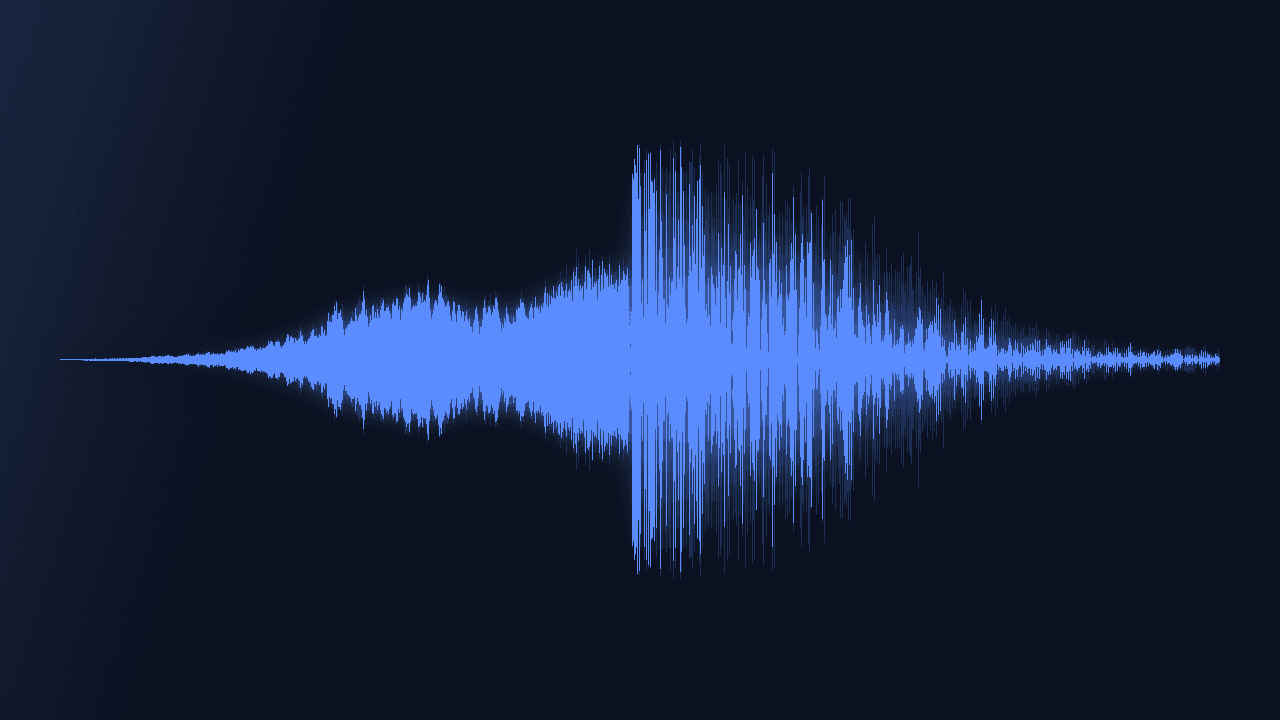 Waveform of Trailer Riser and Boom showing a build, a brief gap, and a large impact with a decaying tail
