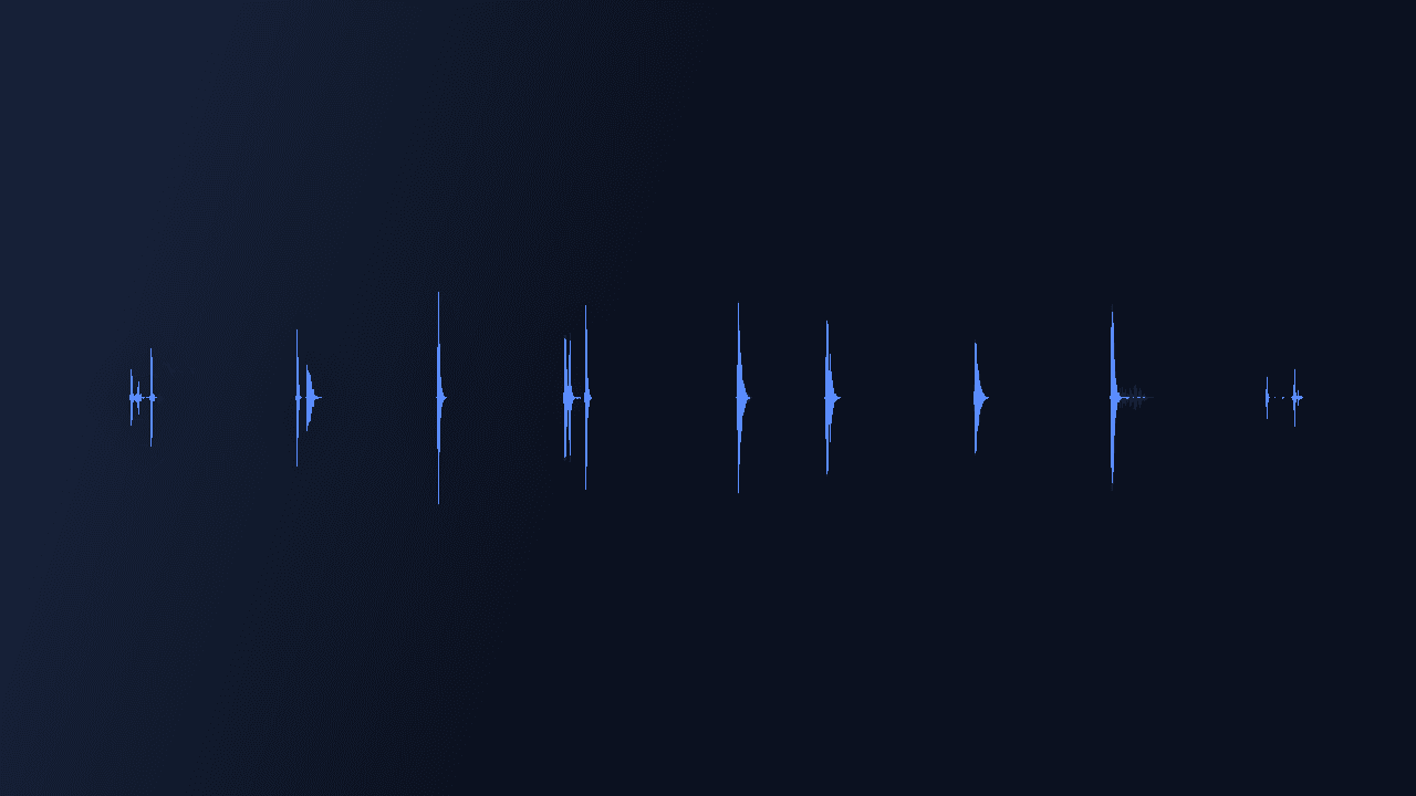 Waveform of Pop and Click Sounds Vol. 1 showing a row of short pop transients